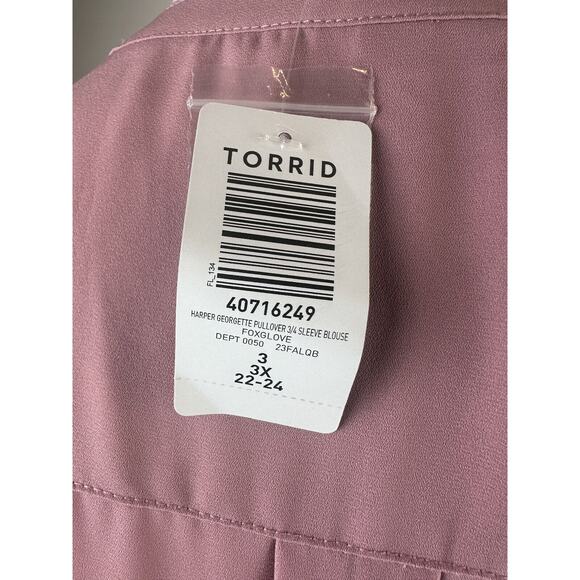 NWT Torrid Harper Georgette Pullover 3/4 Sleeve Blouse Rose Plus Size 3 3X 22-24 - Picture 12 of 14